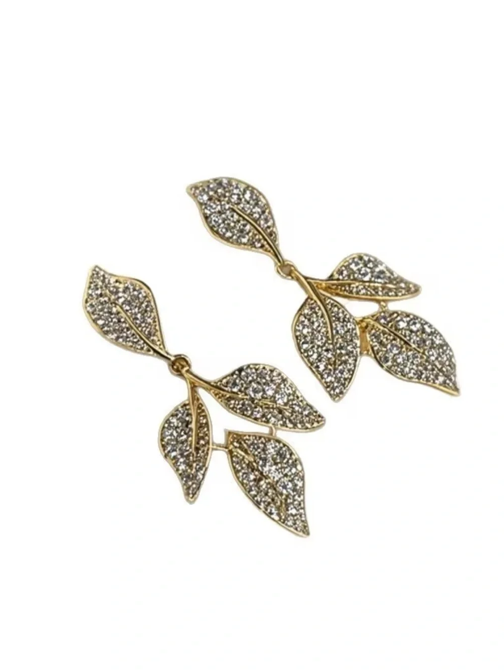 ***Dainty Gold Leaf Crystal Drop Earrings | Fashion Jewelry